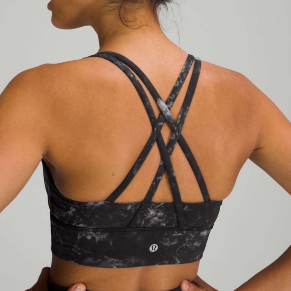 Lululemon Energy Bra Longline Medium Support B/D Cup Aquila Black Multi Size 2 - Picture 1 of 6